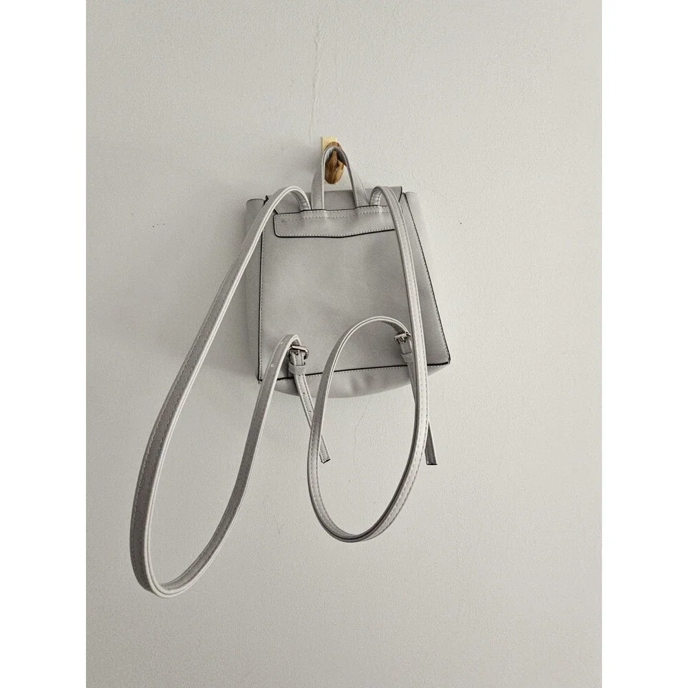 Mossimo Backpack Womens  Gray Faux Leathe  With Adjustable Straps Magnetic Flap